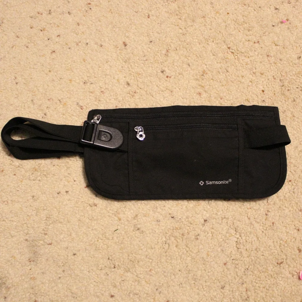 Samsonite Money Belt Slim Travel Waist Pack Security Pouch Black Adjustable OS